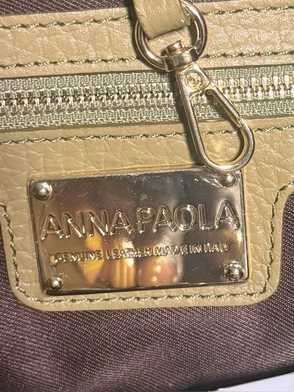 Anna Paola Sage Green Leather Suede Handbag Shoulder Crossbody Purse